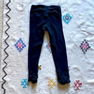 Black lululemon pants with ruching at top and bottom